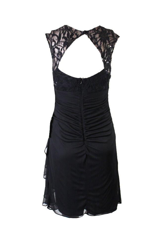 B & A by Betsy & Adam Womens Black Sleeveless Lace Top Sheath Dress 12