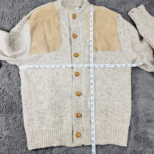 Vtg Men’s Large Cabela’s Sidney Wool Blend Button Up Cardigan- Suede Elbow Patch - Picture 9 of 14
