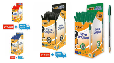 SCHWARZ BLAU ROT GRÜN - Kaufen Sie 1 - 50, BIC Cristal Mittelgroßer Kugelschreiber - GROSSER AUSVERKAUF