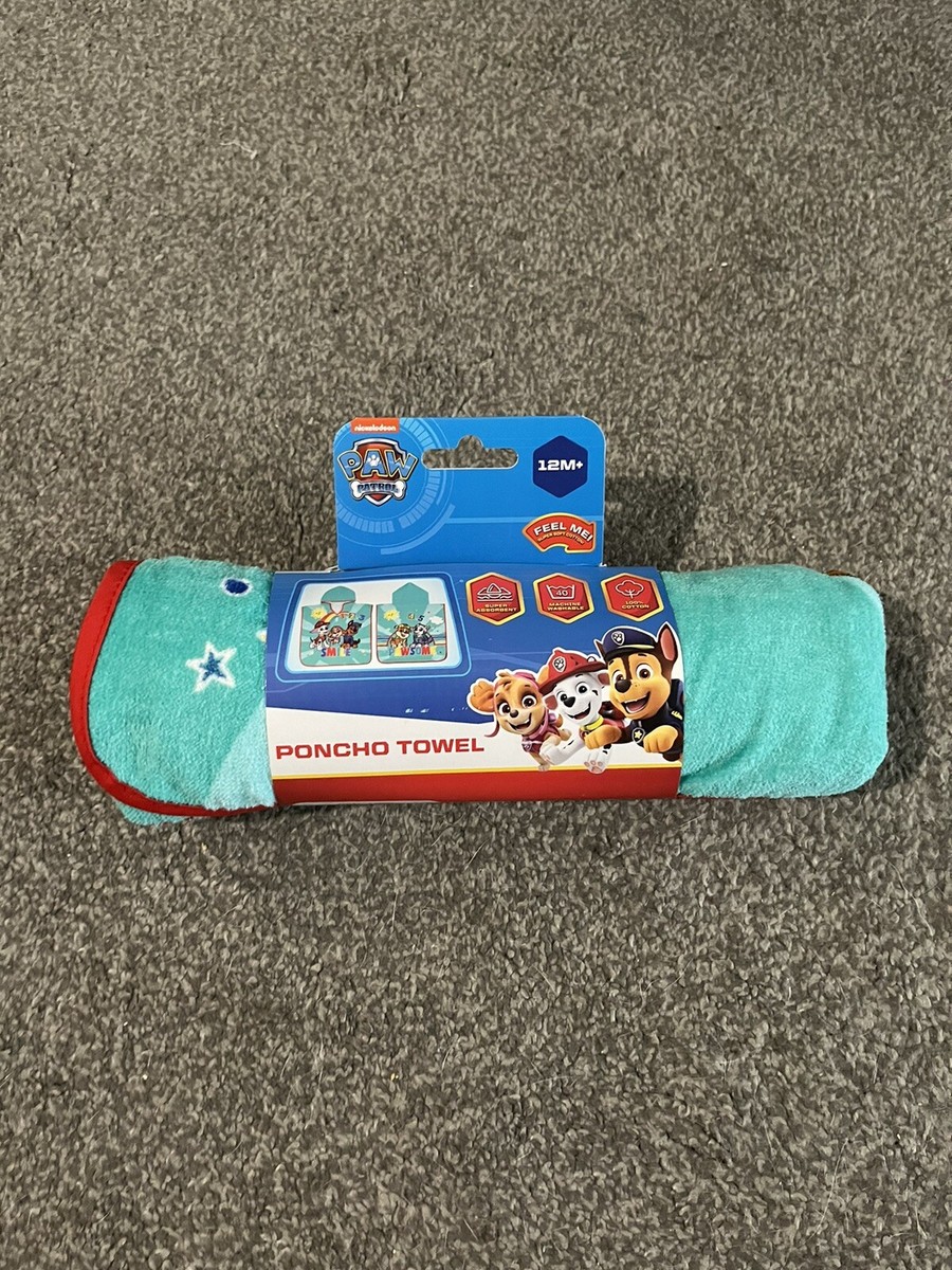 Boys PAW PATROL Kids Character Hooded Poncho Bath Beach Swimming