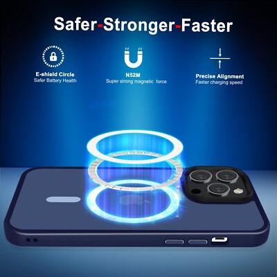 Coque Magnétique Anti-choc Pour IPhone 14 - Bleu Marine / Noir, Protection 360°