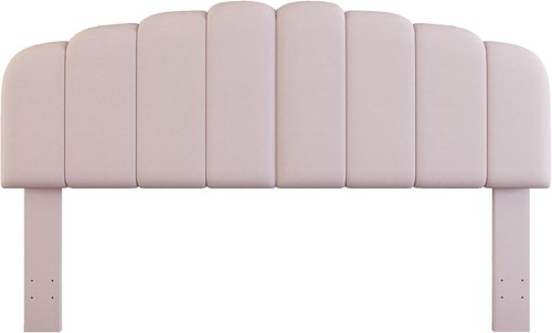 Velvet Soft Cushion with Curved Top Design Headboard,Plush Headboard for Queen - Picture 5 of 7