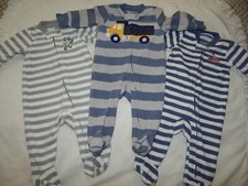 3 Pc Bundle Carters Baby Boys 3 Months Fleece Sleeper Zip Pajamas Striped Animal