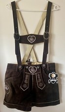 Trachten Lederhose Damen Shorts kurze Hose braun Echtes Leder Oktoberfest Gr.36