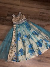 India Gown Anarkali Karma Gold Blue Rose Veil Dress JINAAM Girls 26 5 6 blt7m91