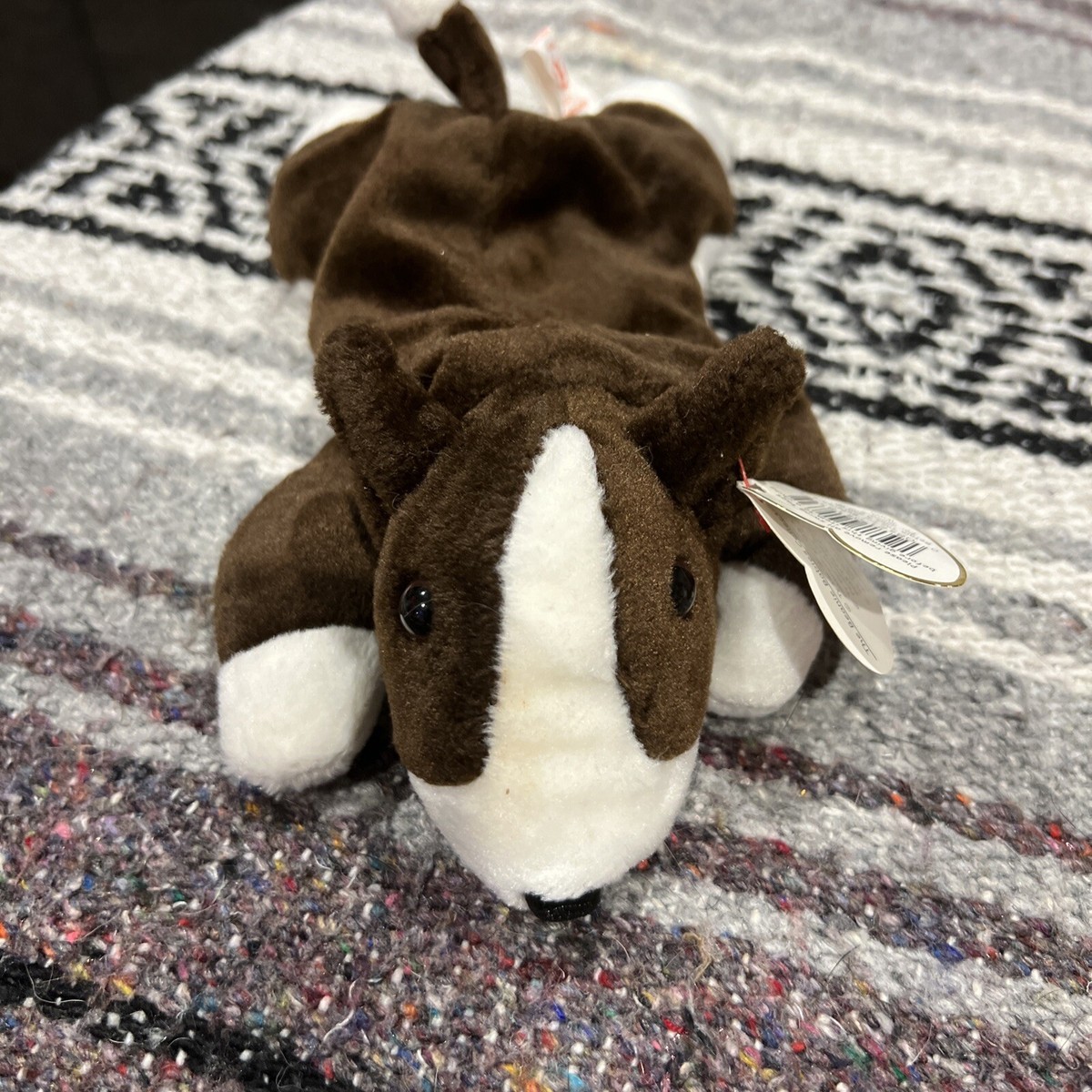 RARE RETIRED 1997 TY BEANIE BABY BRUNO THE DOG WITH PVC PELLETS/TAG ERRORS