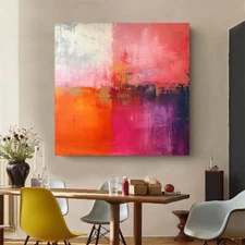 red Modern Home Decor Handmade Abstract Oil Painting on canvsa Living Room