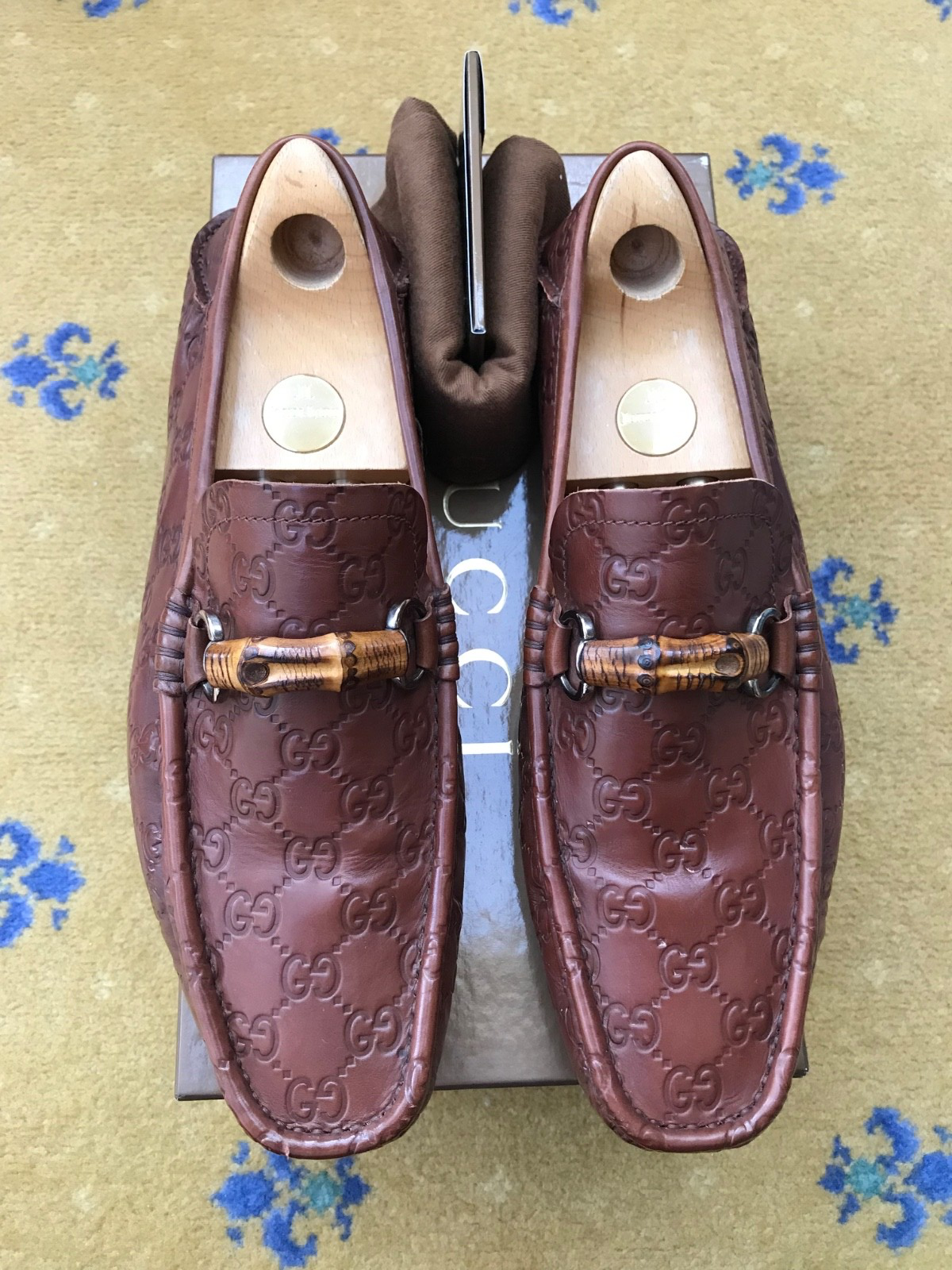 Gucci Leather Loafers with Bamboo Monogram Horsebit Mens US 10 UK 9.5 EU 43.5-image