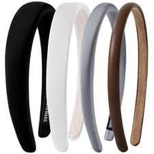 4 Pack Black Headbands for Women Girls Non Slip Padded Hairbands Head Bands Wide