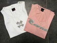 2 x Quiksilver / Rip Curl singlets. Pink/White. XL. VGC. Cotton. Branded Logos.