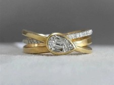 2.00Ct Baguette Cut Simulated Diamond Wrap Wedding Ring 14K Yellow Gold Plated