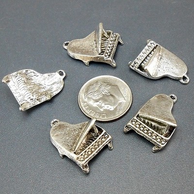 6pcs Piano Charms, music grand piano, jewelry making supplies