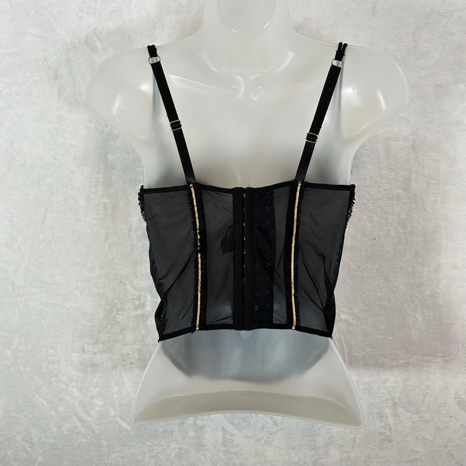 Elle Macpherson Intimates Bustier Womens 36C Corset Top Black Gold Lace Sheer - Image 4 of 4