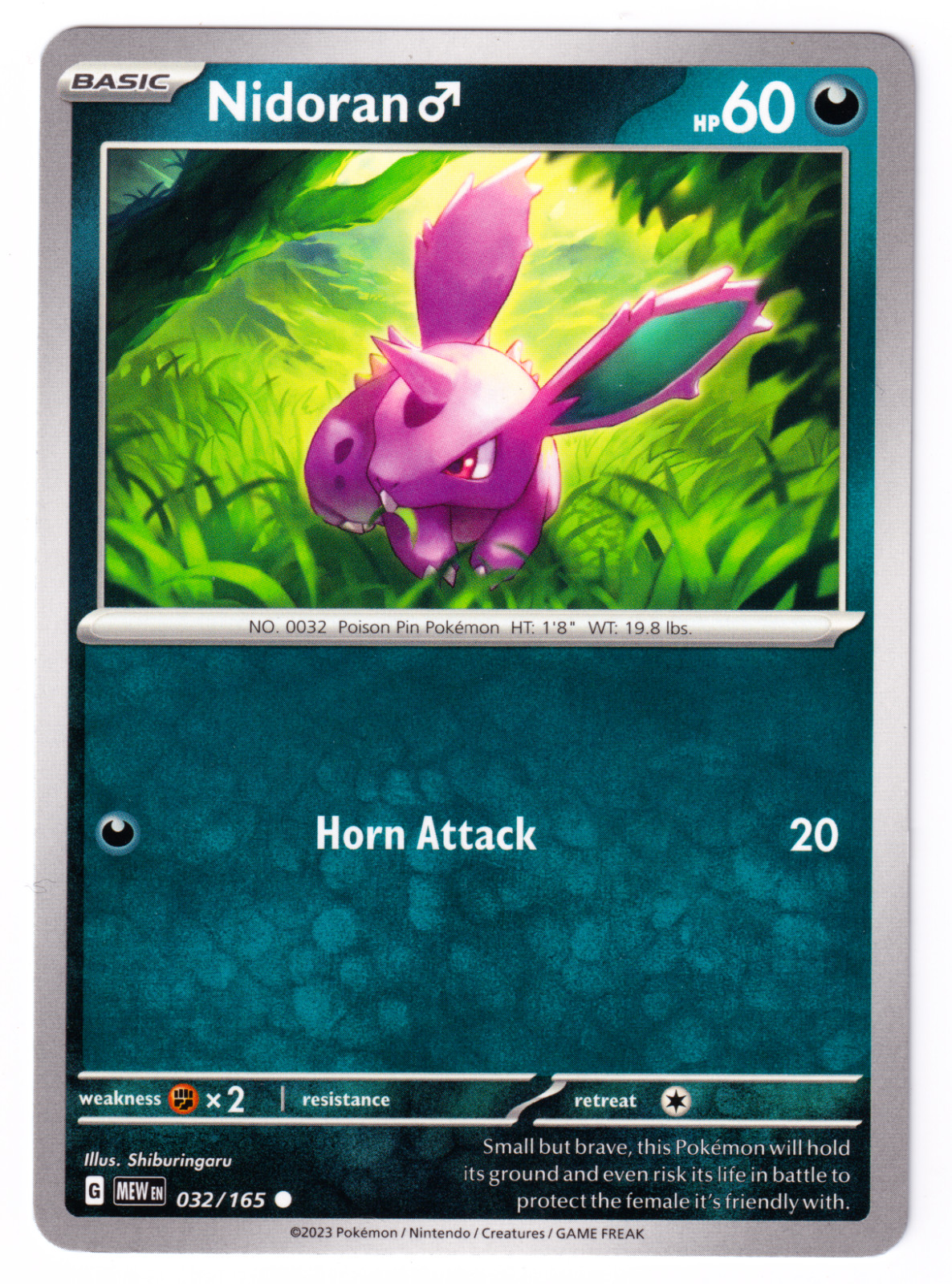 Nidoran m 32/165 Scarlet & Violet 151 ENGLISH Common 2023 Near Mint Pokemon