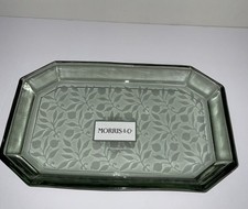 MORRIS  Co. GREEN GLASS POMEGRANATE HEXAGONAL 10x6  TRAY BATHROOM VANITY NWT