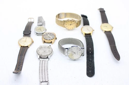 F x 8 Vintage Gents Manual Wristwatch Not Working Inc Alpha, Sekonda, Timex Etc