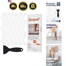 24PCS Anti-Slip Shower Stickers with Scraper, 0.8" 8", White