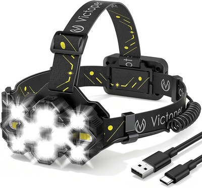 Victoper Headlamp Rechargeable, High Lumen Bright 10 Leds Head Lamp, 8+2 Modes H