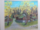 Original Oil Painting Impressionist Vintage Signed K Styre Mid Century Oak Frame