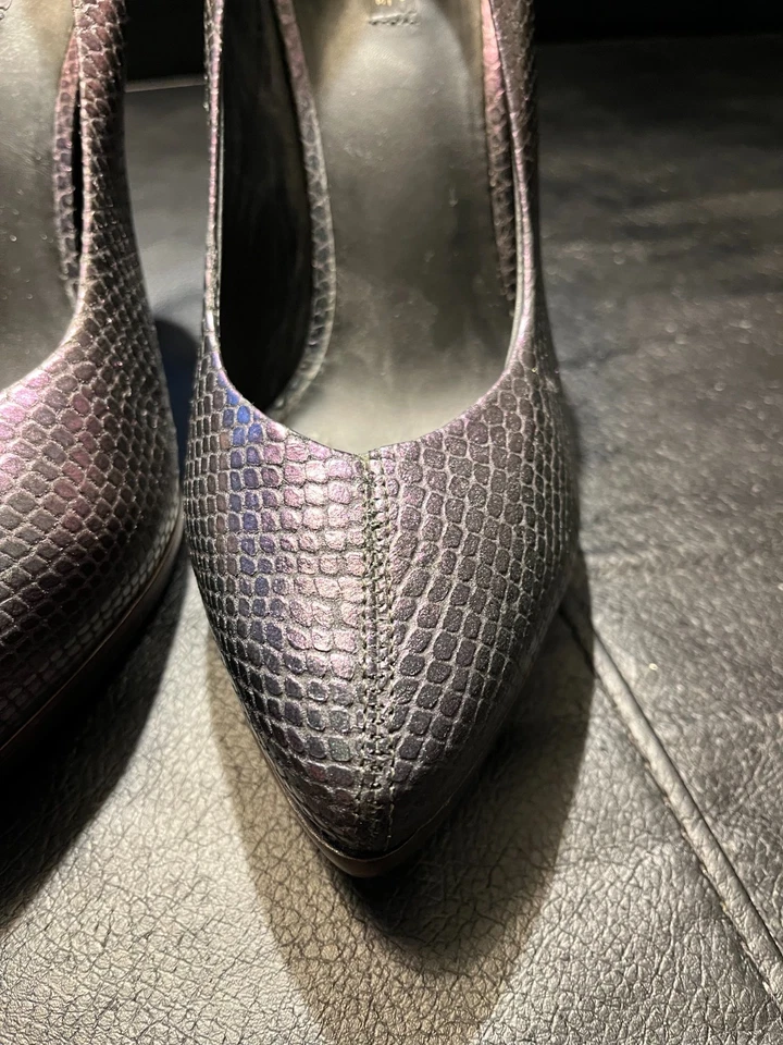 All Saints Womens High Heels Chameleon Snakeskin Style Purple Blue Leather UK 7 - Image 4 of 4