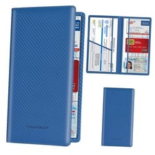 Car Registration and Insurance Card Holder, Vehicle License Carbon Blue