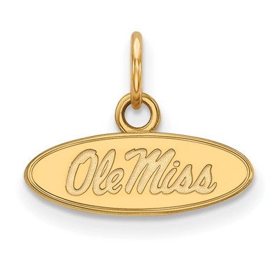 14k Gold LogoArt University of Mississippi Ole Miss Extra Small Oval Pendant