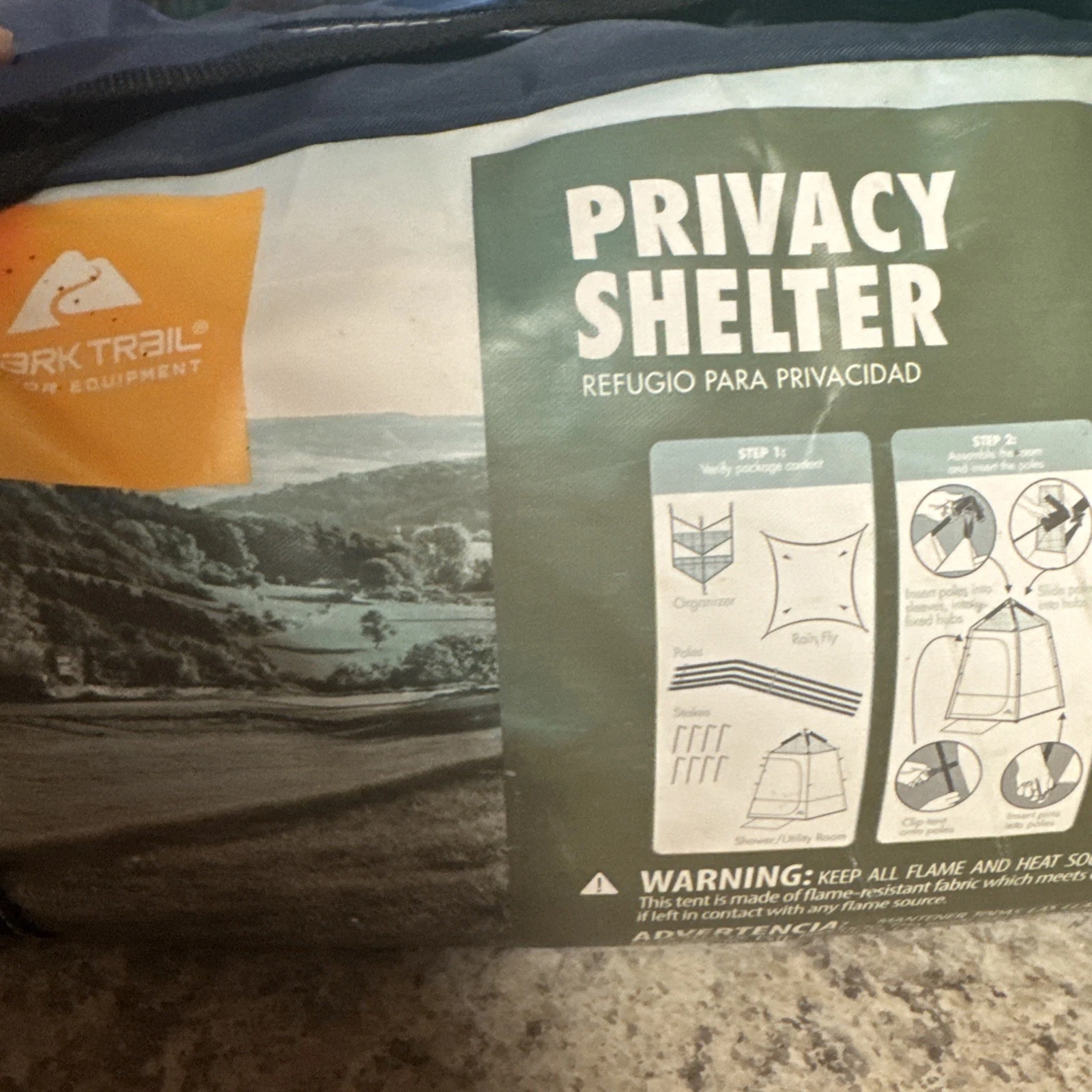 NIB OZARK Trail Camping Shower and Utility Tent1-Person Tan /blue 4x4