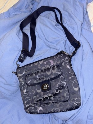 Coach Crossbody Navy Blue  Monogram Jacquard Turnlock Signature NW/OT