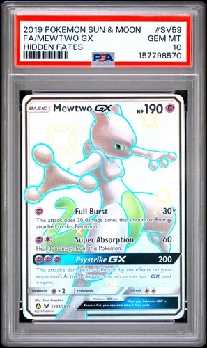 PSA 10 Mewtwo GX SV59/SV94 Hidden Fates Pokemon Card