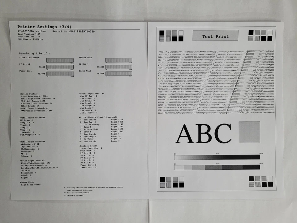 BROTHER HL-L6250DW WIRELESS LASER PRINTER EXPERTLY SERVICED NEW DRUM & NEW TONER - Image 4 of 4