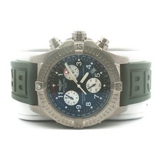 Breitling Chrono Avenger Titanium Chronograph Watch Green Rubber Strap