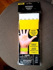500 PARTY Yellow Paper Wristbands - Water Resistent - Sequentially Numbered