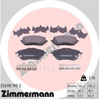 Zimmermann Bremsbelagsatz Scheibenbremse 25698.190.2 FüR Auris Corolla Toyota