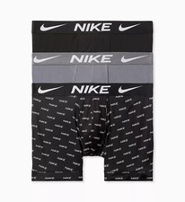 NIKE Boxer Briefs Mens Small Solid Black Gray 3-Pack Dri-Fit Essential Micro