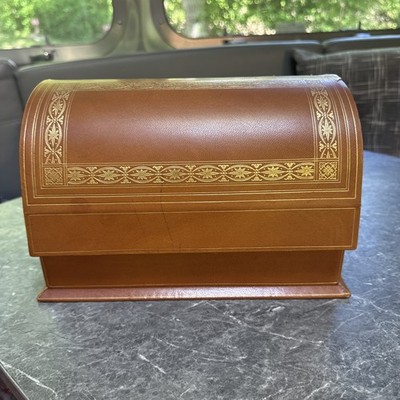 Vintage ASPREY Saddle Tan Leather Desk Writing Stationery Letter File Box
