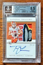 2021 National Treasures TREVOR LAWRENCE #/10 Rookie Bowl Logo Patch Auto BGS 8.5