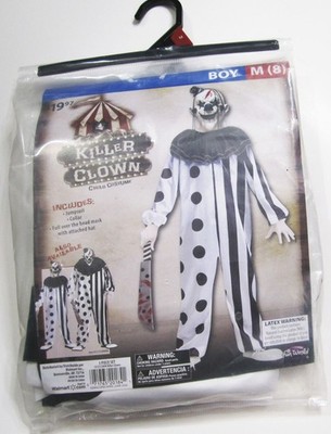 Killer Clown Halloween Costume Boys Size Medium 8 NEW Mask Horror Fun World It