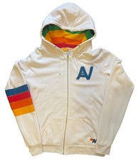 Aviator Nation Signature Rainbow Full Zip Hoodie White size Large NEW