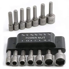 14Pcs Power Nut Driver Drill Bit Set, 1/4” Hex Socket Adapter Bolt Drivers Re...