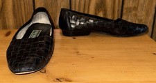 Vintage Woman COLE HAAN black Hand Made Woven Leather Flat Loafer Shoes 5 Italy