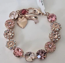 Mariana Rose Gold Light Pink Iridescent Flamingo Swarovski Crystals Bracelet NWT
