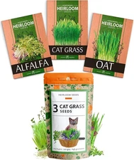 HOME GROWN 3 Cat Grass Seed Mix – Non-GMO Heirloom - 3pack, Multi 