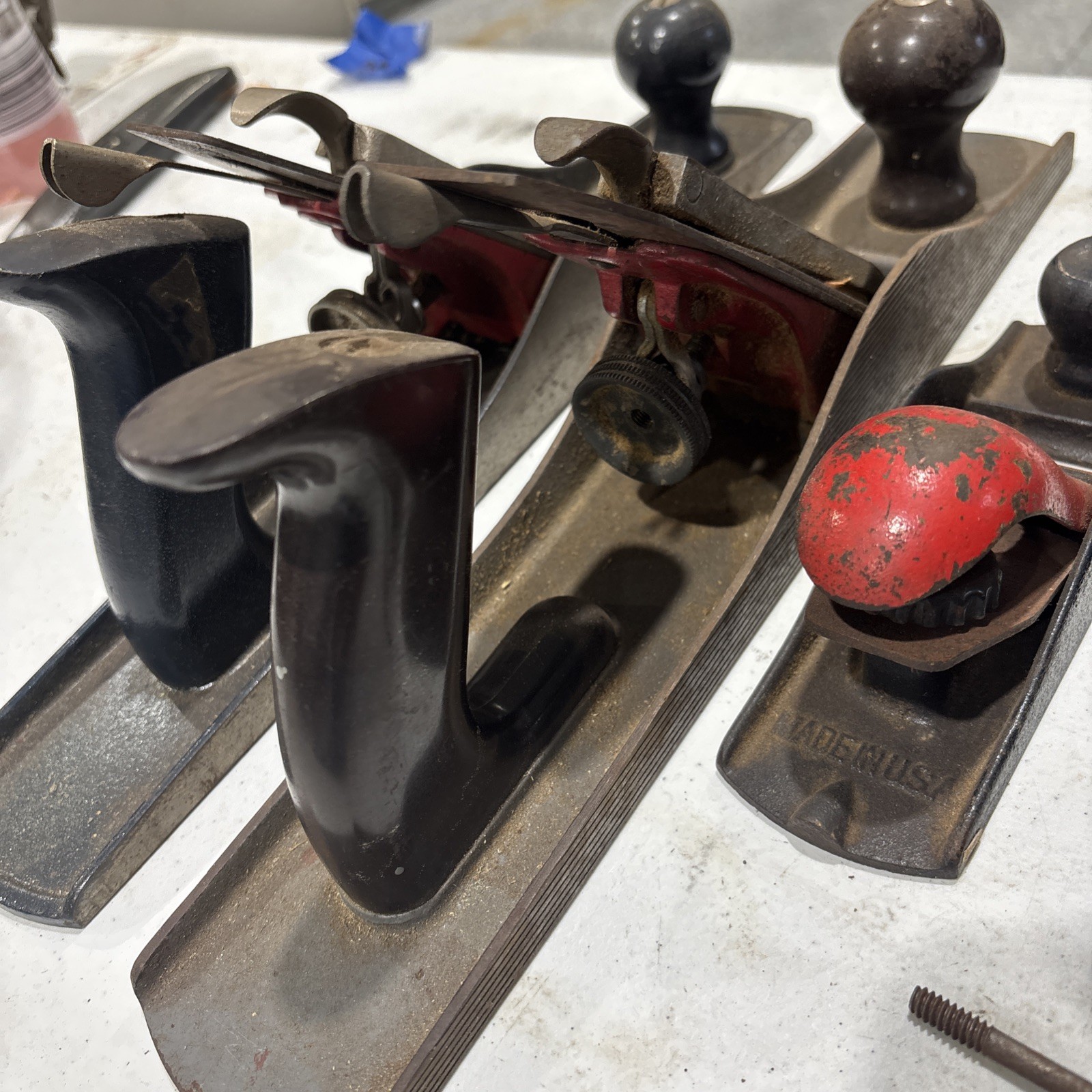 Set of 6: Vintage Hand Plane Wood Planers. Stanley, craftsman, dunlap