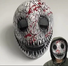 Horror white Smile Mask With Blood Splatter Cosplay Creepy Skull Face Thic