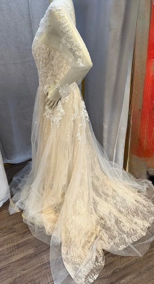 Vestido de novia Jessica McClintock de Clarisse "Cybil" 700105 en marfil/rubor talla 14 Foto 3 de 4