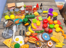 134 Pc Play Pretend Food Lot Meliisa Doug Pans Fruits Meats Veggies Wood