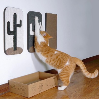 4 Pcs Cat Scratcher Wall Mounted Scratch Pad +Cat Scratcher Box Door Cat Nail...