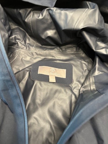 T FOR TALBOTS NAVY HOODED RAIN JACKET SPRING WOMENS L - Picture 2 of 7