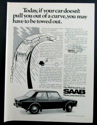1971 SAAB 99 Front Wheel Drive Automobile Magazine Ad