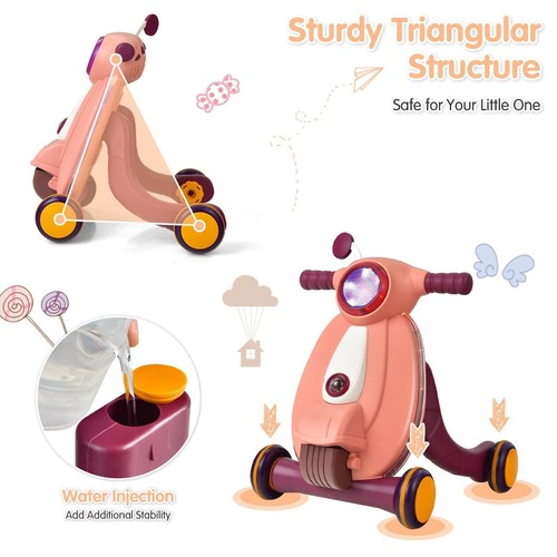 2 in 1 Sit to Stand Learning Walker Early Activity Center Baby Walker-Pink - Picture 2 of 7